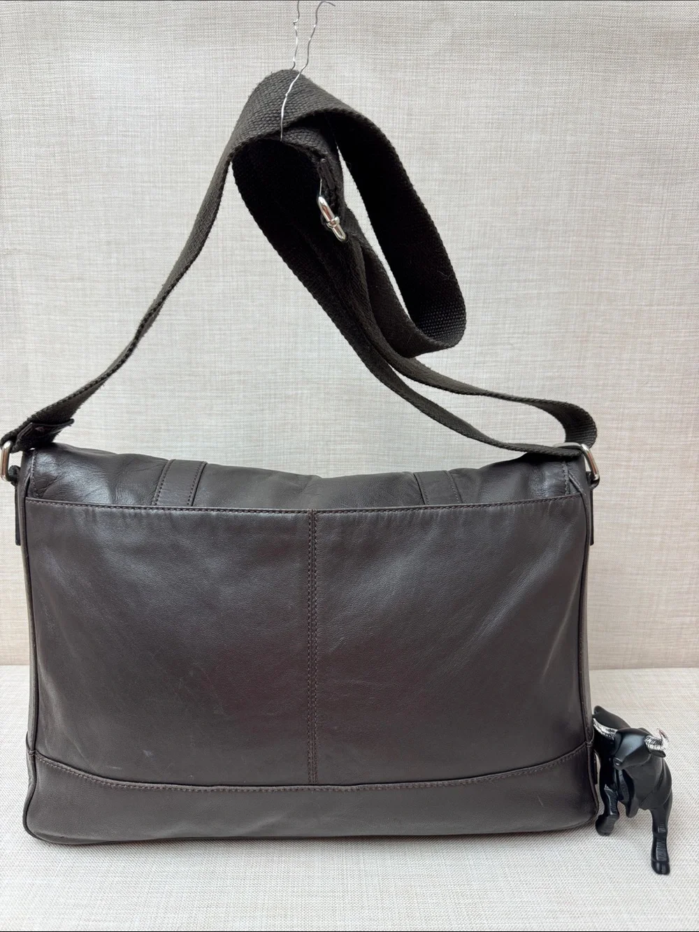 Cole Haan Dark Brown Leather Messenger Bag with Adjustable Strap